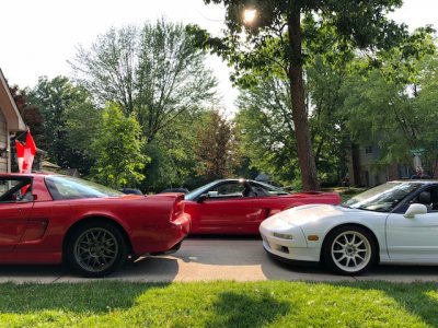 94 NSX, 98 Zanardi Prototype, and 99 Zanardi 34 in driveway sunset.jpg