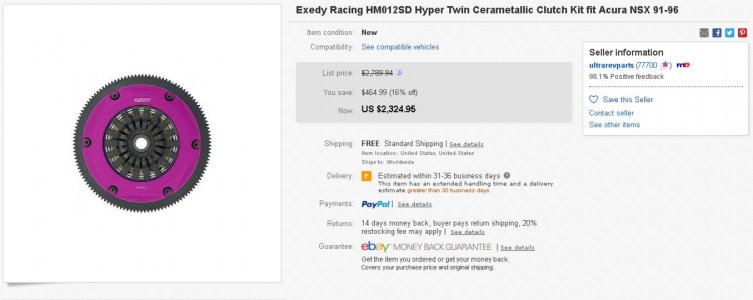 Exedy Racing HM012SD Hyper Twin Cerametallic Clutch Kit fit Acura NSX 91 96   eBay.jpg